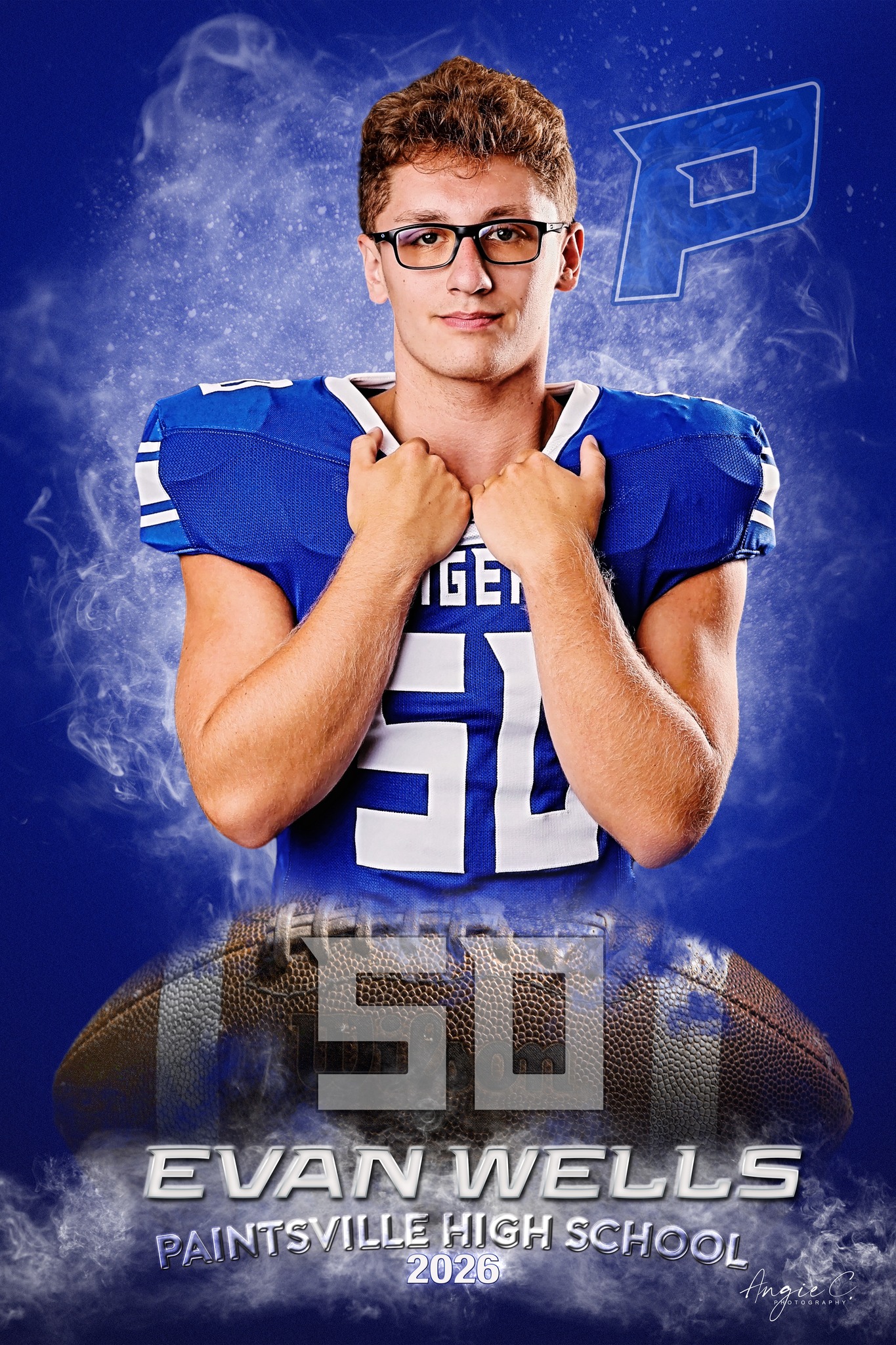 Football player composite portrait